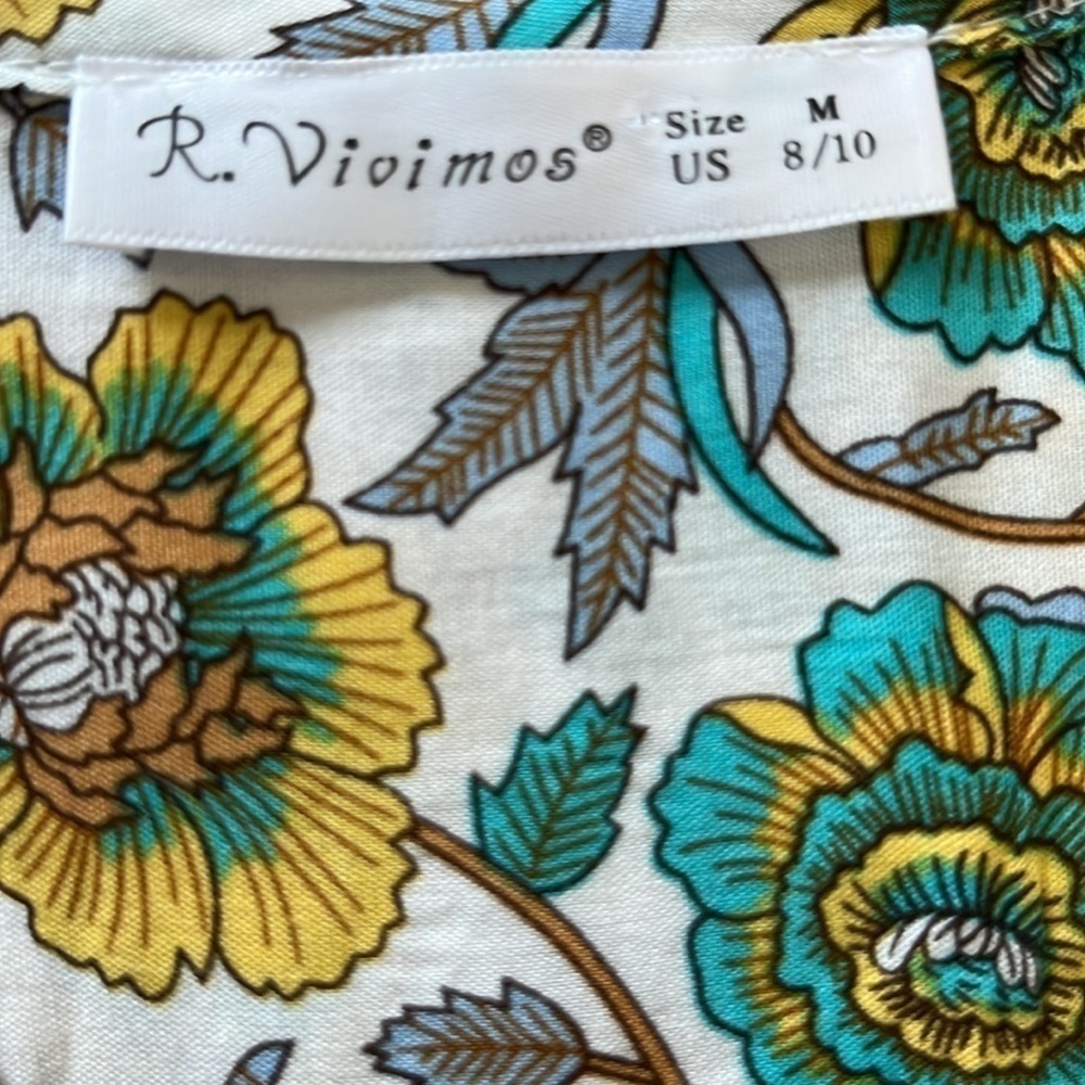 R Vivimos Boho Floral Sleeves Cottagecore Bohemian Dress (130) - Picture 5 of 9